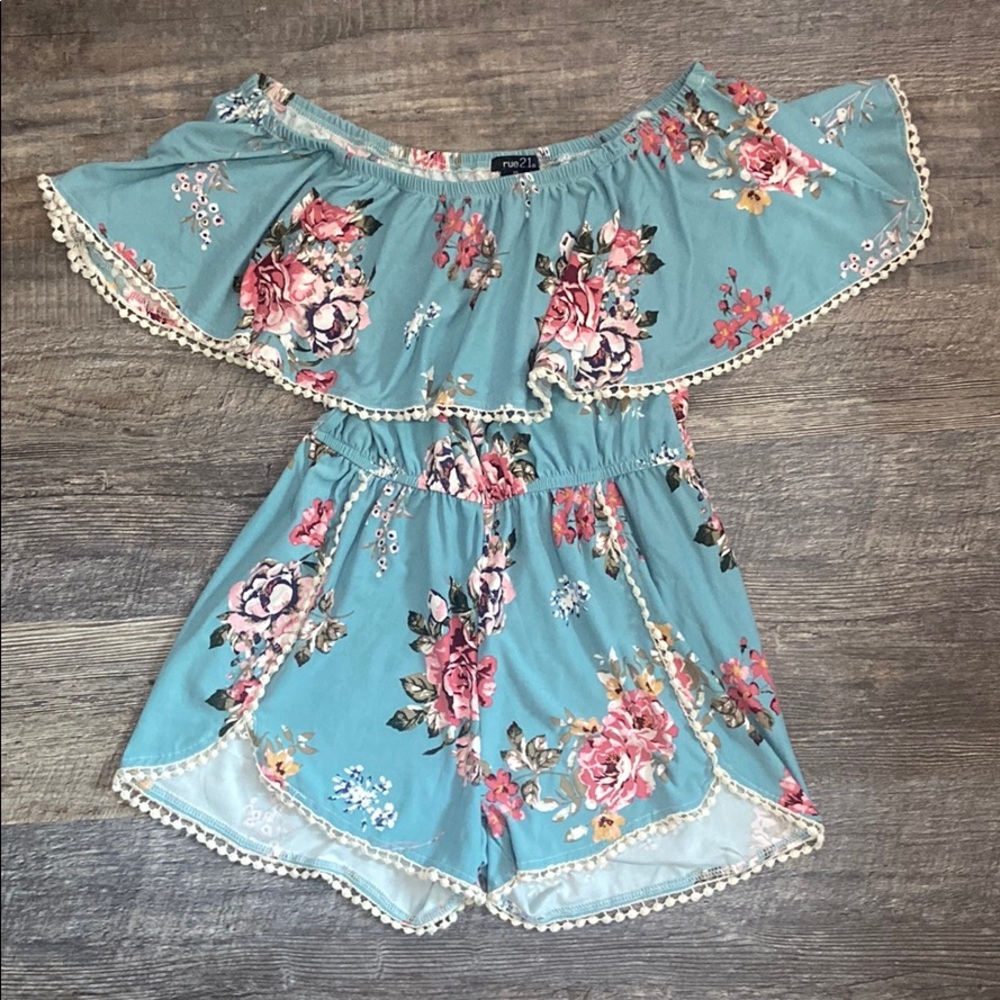 Turquoise Floral Romper